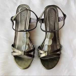 Madeline Stuart Olive Green Colored Wedges with Stone Details